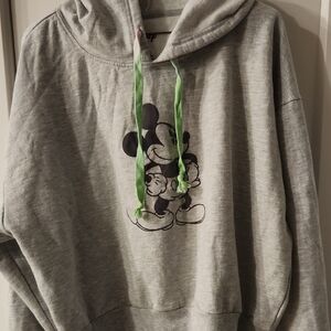 Disney Gray and Green Mickey Mouse Crop Sweater